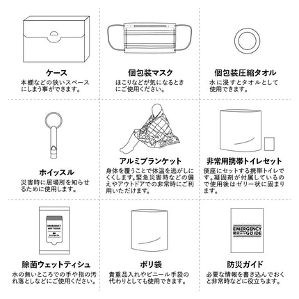 防災緊急9点セット　ケースタイプ　ホワイト GJ
